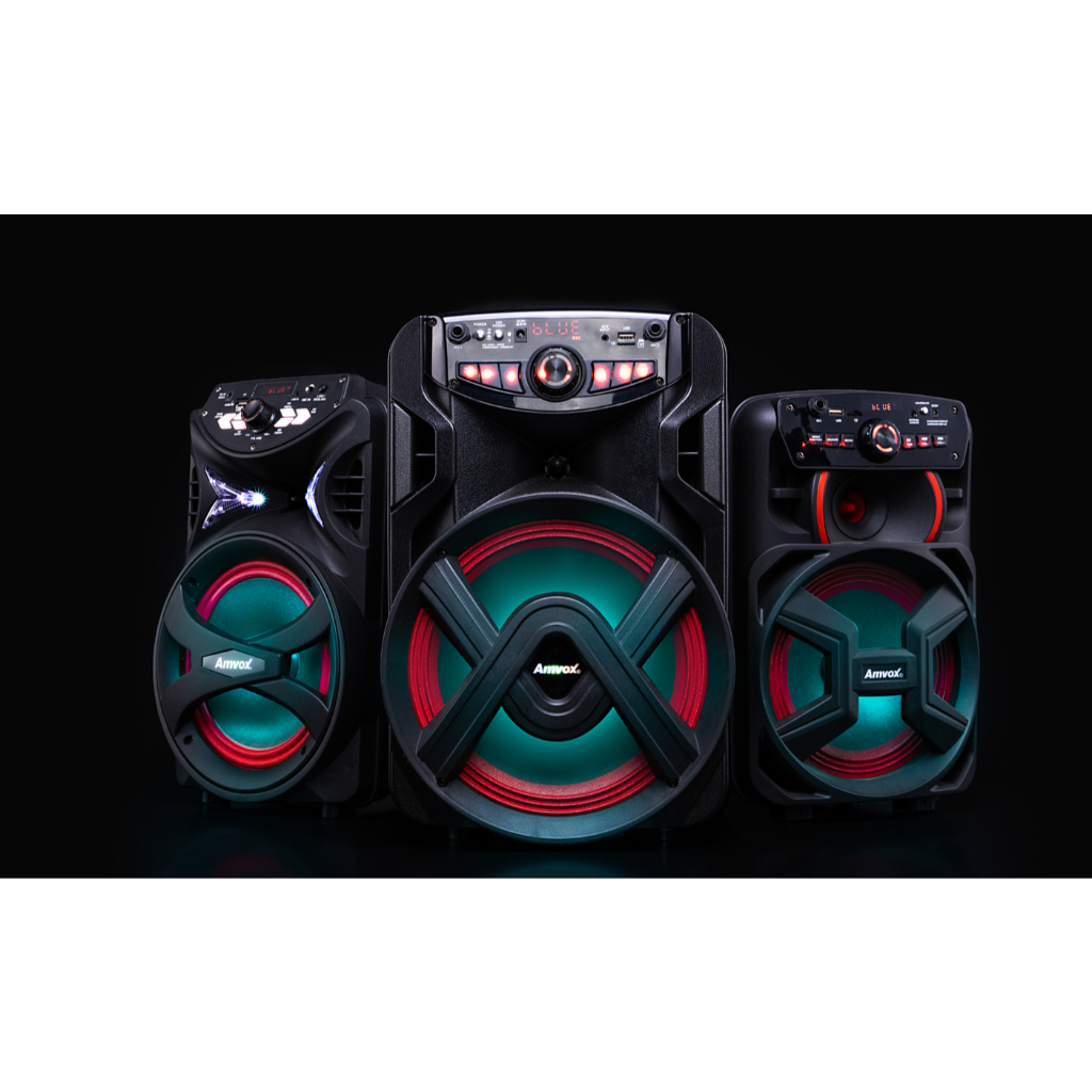 Caixa Amplificada Amvox Recarregável Bluetooth USB MicroSD Auxiliar 220W ACA 221 GIGANTE II Bivolt