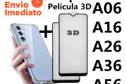 Capa Capinha Tpu Anti Impacto + Película De Vidro 3D Temperado Para Samsung A06 A16 A26 A36 A56