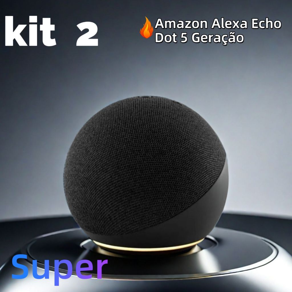 Kit Assistente Virtual Led Alaxe Echo Dot 5 Geração Alto Falante Original APARELHO SUPER BASS Imediato Melhor Preço