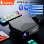 BETTDOW Nativo 1080p 4k projetor 5G wifi bluetooth filme ao ar livre android projetor 200 "display 15000lM projetor
