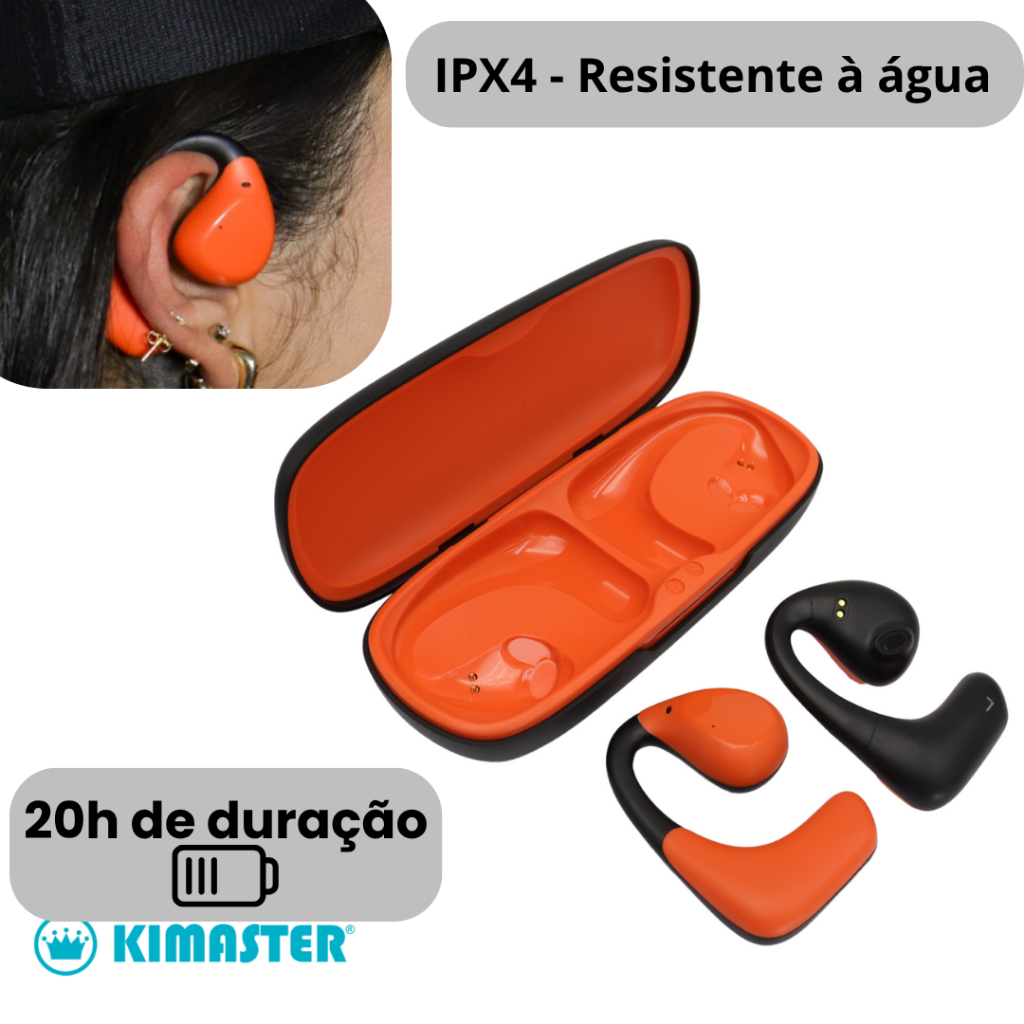 Fone Ouvido Sem Fio Bluetooth Condução Óssea Earphone Ipx4 Ciclista Corrida TWS500 Kimaster