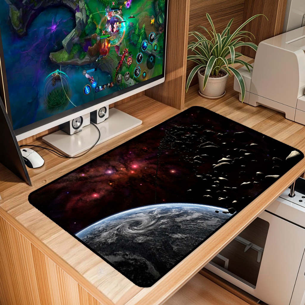 Mouse Pad Gamer Mapa Grande Antiderrapante 65x30 70x35 80x35 90x40 90x50 120x60 Cm Borda Costurada