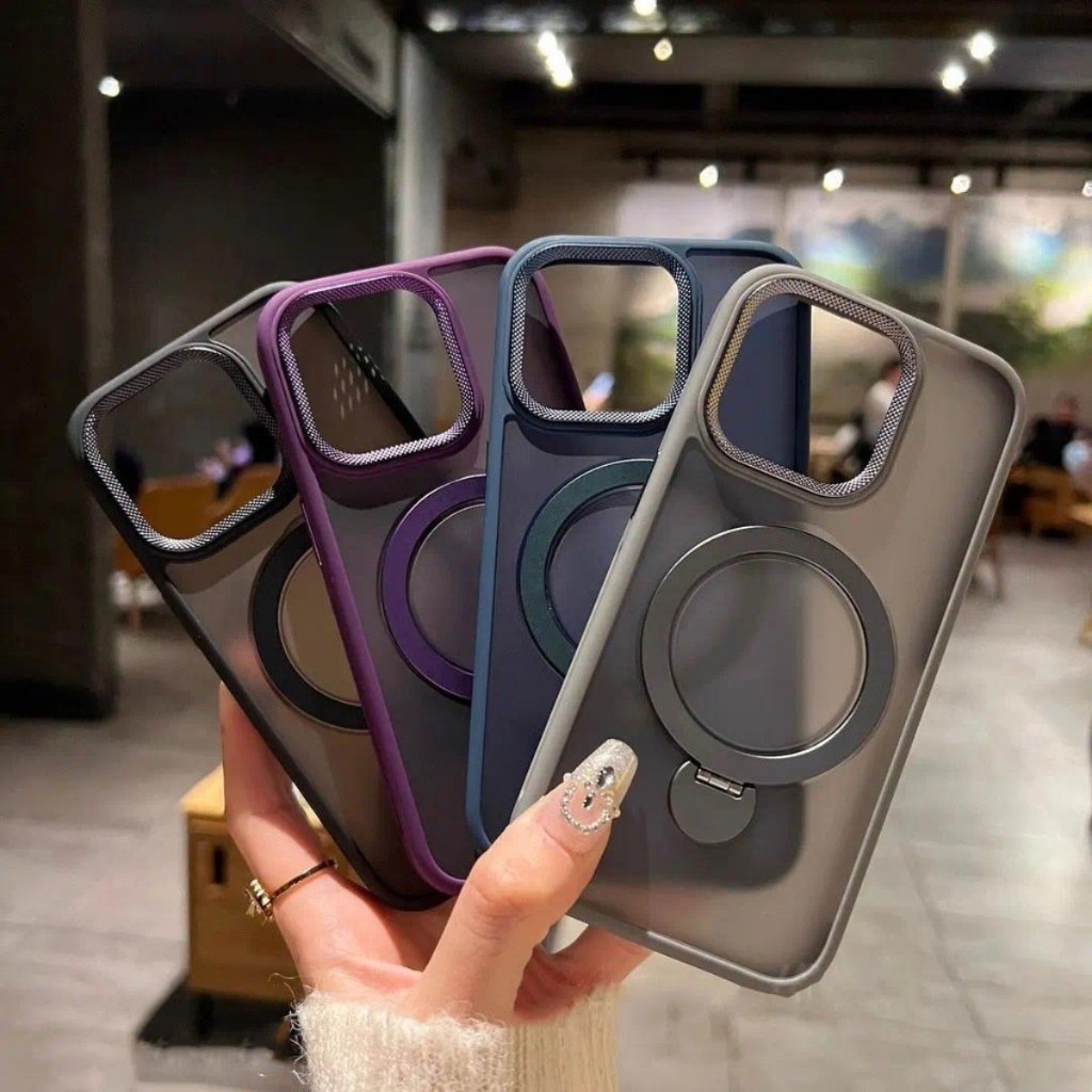 Capa Case para iPhone 11 12 13 14 15 16 Pro Max Suporte Magnético 360 Giratório Protetor De Câmera