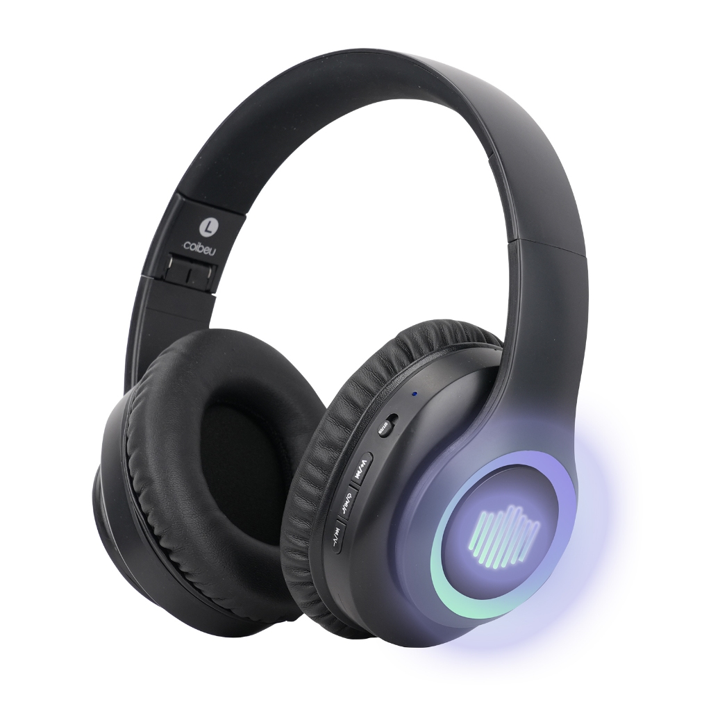 COIBEU Fone de Ouvido Bluetooth com ANC Cancelamento de Ruído Ativo RGB Dobrável e 40 Horas de Bateria