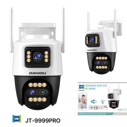 Câmera Externa WiFi HD 2 Lentes Prova D’água Zoom Digital Detecção de Movimento Durawell JT-9999PRO