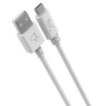 Cabo USB Tipo-C, Sincronização e Carregamento Rápido 15W 3A, Flexível, 1 metro, Branco, TCUSBE, ELG