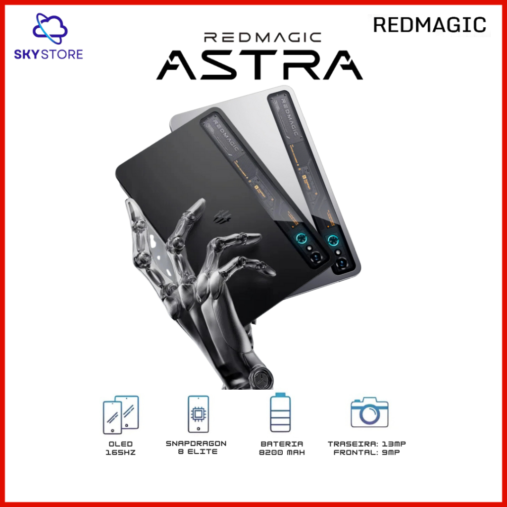 Tablet Redmagic Astra Gaming, Processador Snapdragon 8 Elite, Bateria 8200 mAh, Sistema de Resfriamento ICE-X
