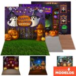 Painel Fundo Fotográfico Pet Shop Halloween Cenário Em Tecido Sublimado para Fotos 1,20x1,70m