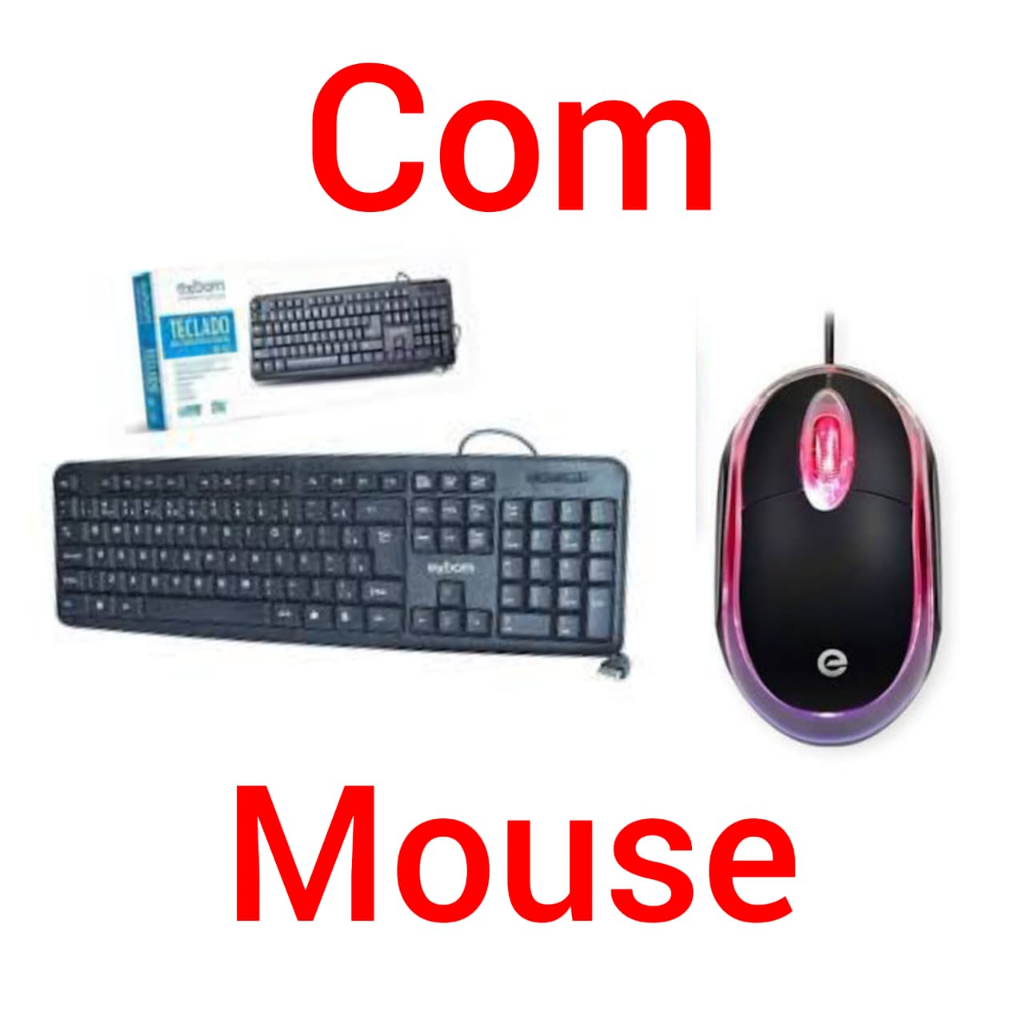 Teclado Exbom QWERTY - Português Brasil na Cor Preto + Mouse