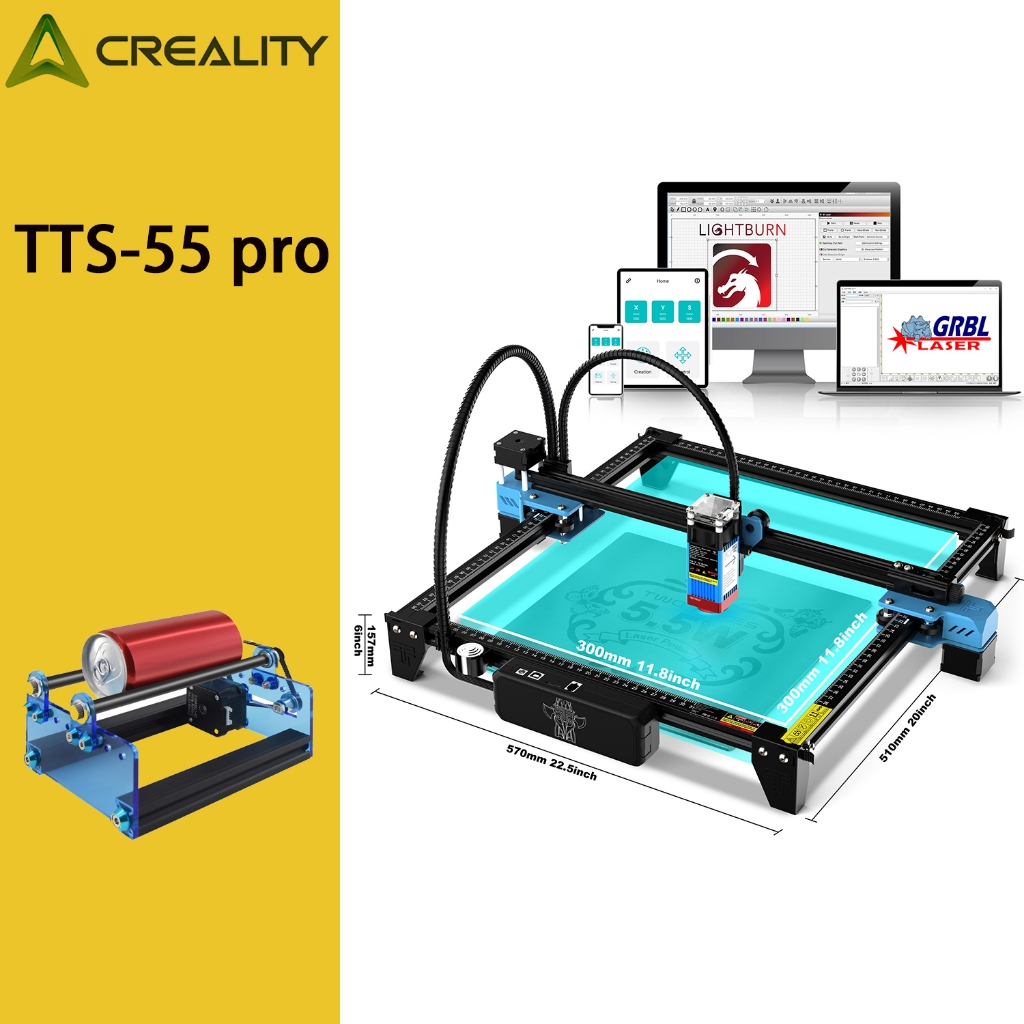 Creality&TwoTrees TTS-55 PRO 360° Rolo Para Máquina De Gravação A Laser para WIFI APP Corte de MDF Original