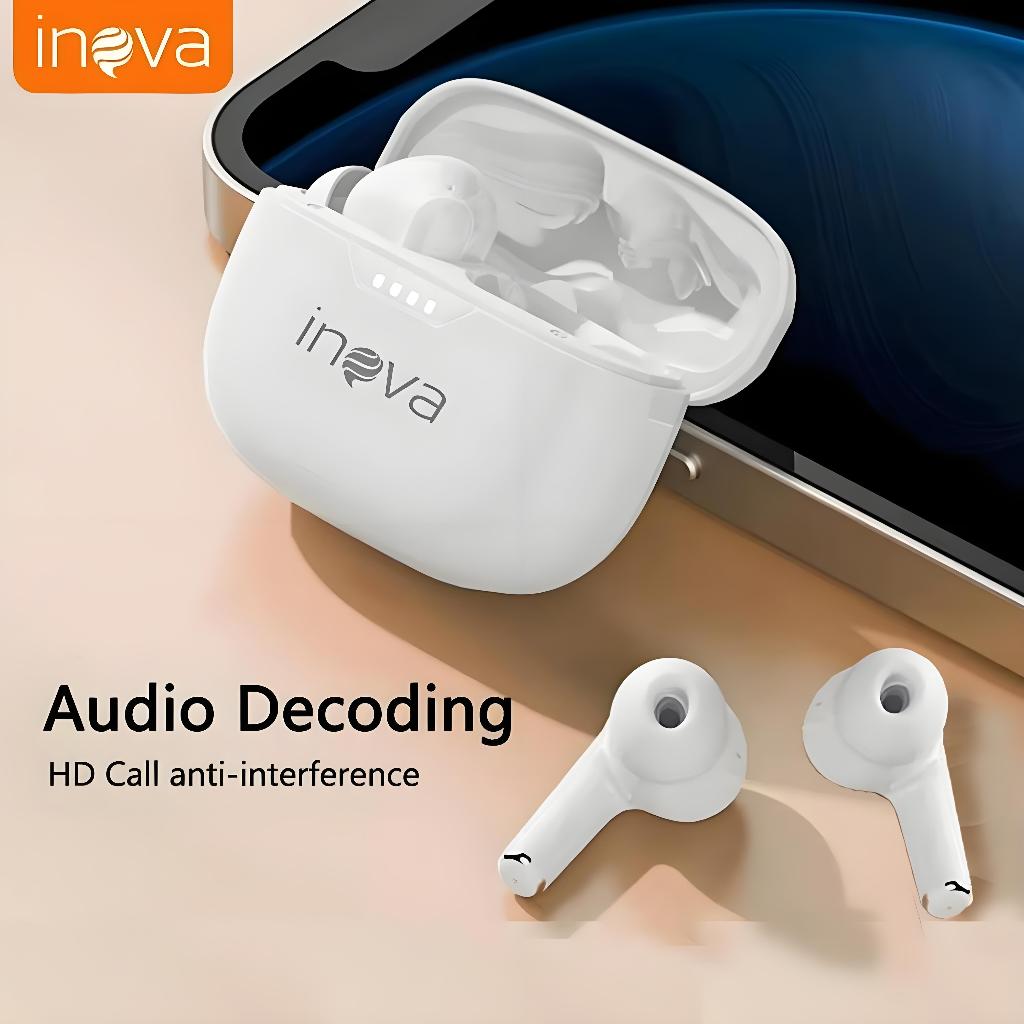 INOVA fone de ouvido bluetooth sem fio 5.3 TWS Hifi Híbrido Hi-Res Tws à prova d'água Bateria headset gamer FON-12967