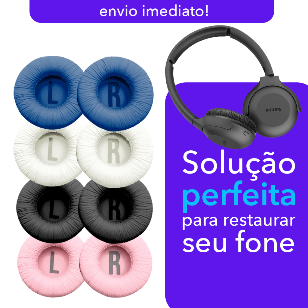 Kit de espumas NOVAS para fones Philips Tauh201 Bk, Tauh202 Bk e Tah1205 Bk