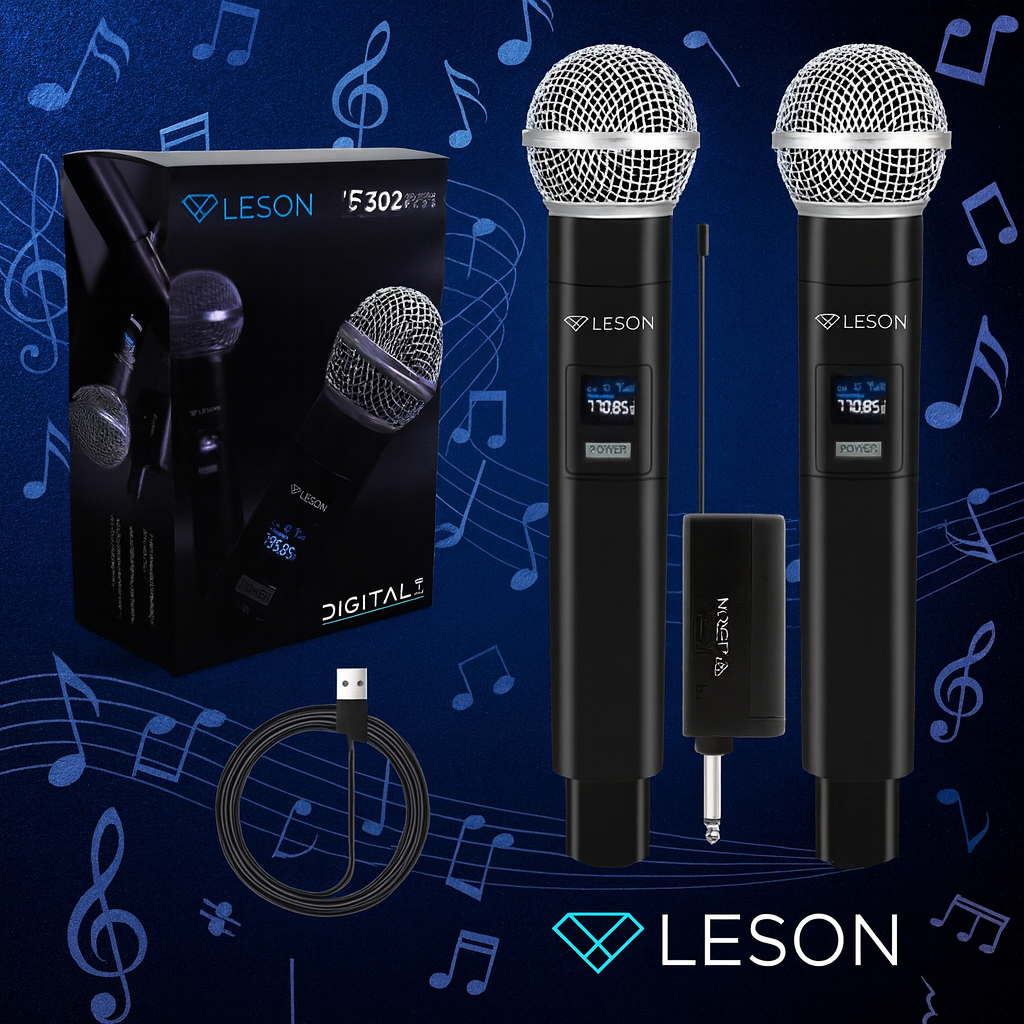 Kit Microfone Sem Fio Digital Sistema Hi-Fi 30m Alcance Igreja Palestra Evento