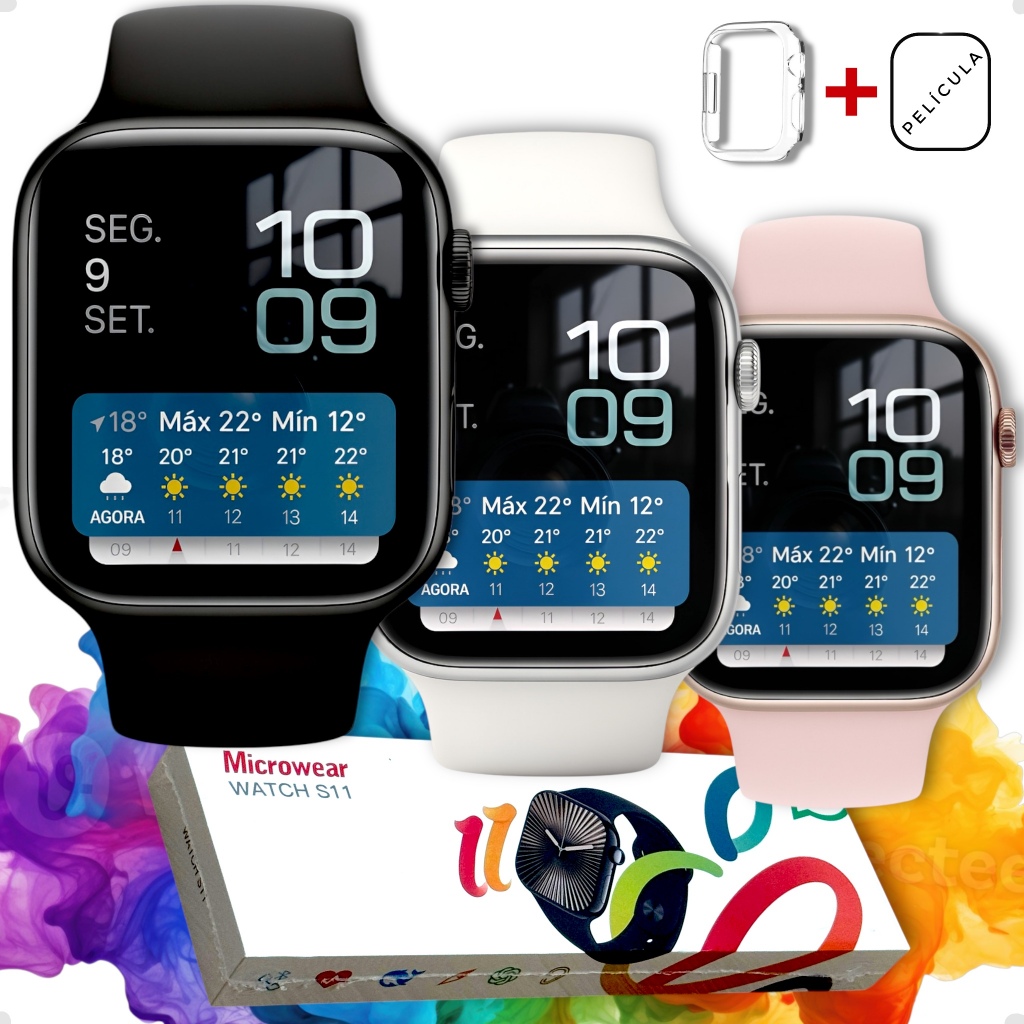 Relógio Smartwatch S11 Série 11 GPS coloca foto na tela Faz e Recebe chamada Responde Whats Original