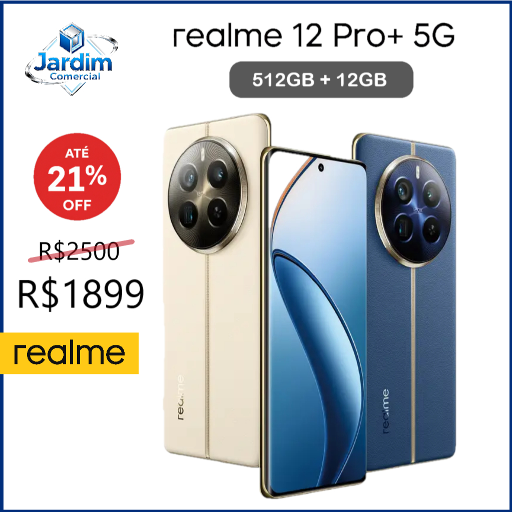 Realme 12 PRO PLUS 5G 512GB/12GB RAM Dual SIM RMX3840 Tela 6.7 NFC Zoom 120x