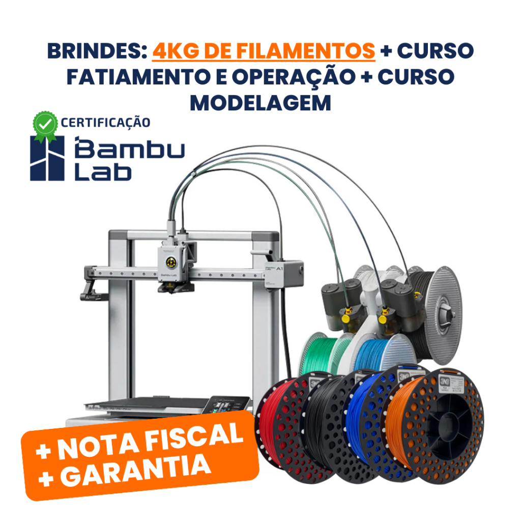 Impressora 3D Bambu Lab A1 Combo + 4Kg Filamento + 3 Cursos
