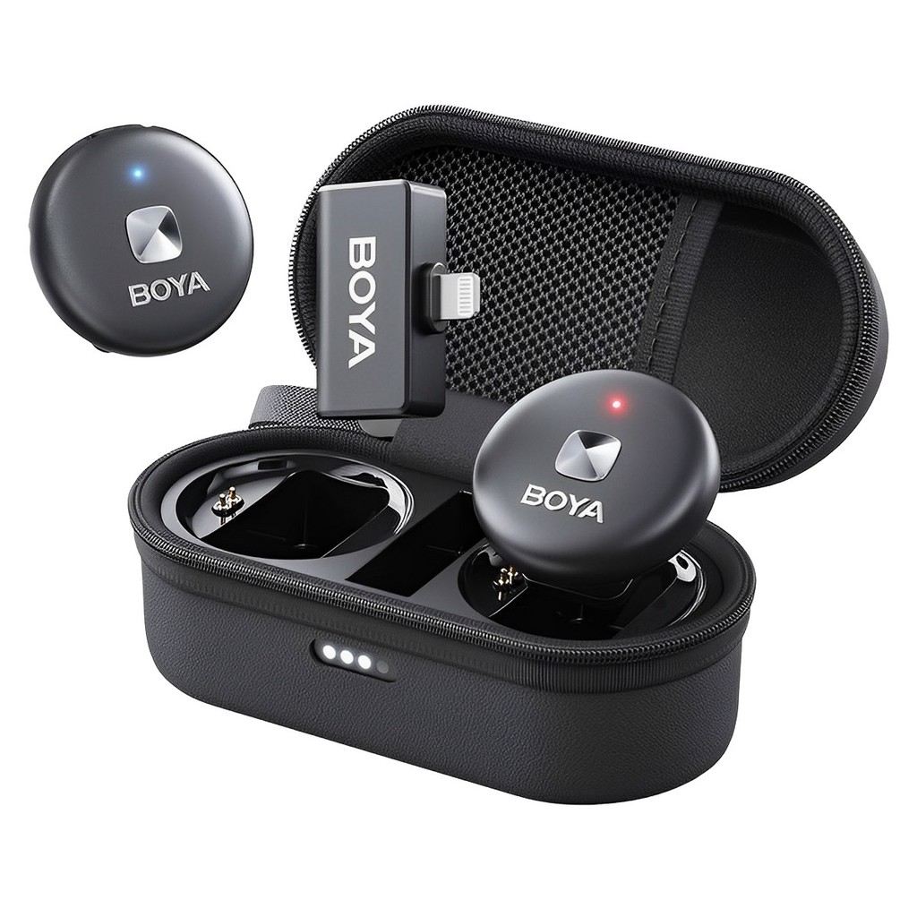 Sistema Microfone Sem Fio Boya Omic-D p/Ios Lapela Preto