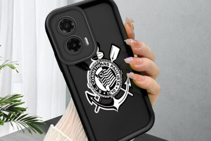 Capa Para Motorola Moto G35 5G Capinha Corinthians Macio Normal Preto Silicone Dupla 5501 TYB