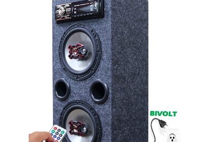 Caixa Residencial Radio Bluetooth + Par Falante 6 Bravox