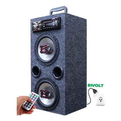 Caixa Residencial Radio Bluetooth + Par Falante 6 Bravox