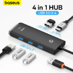 Baseus Multi 4 Em 1 USB HUB C 3.0 Adaptador Para MacBook Pro Air Huawei Companheiro 30