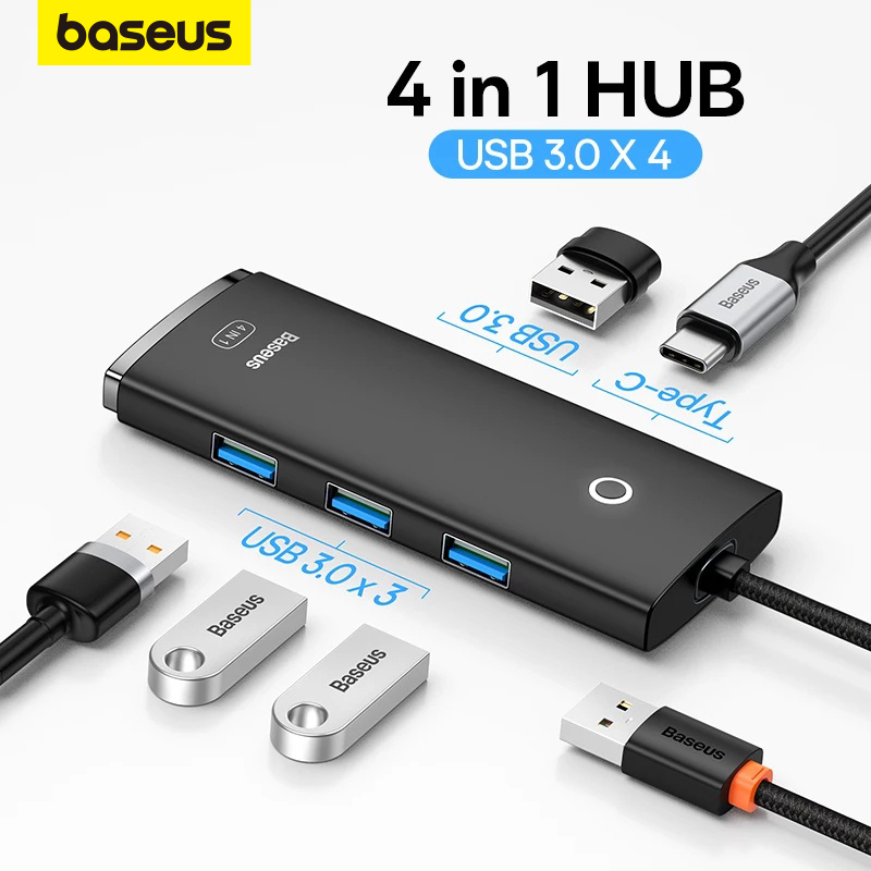 Baseus Multi 4 Em 1 USB HUB C 3.0 Adaptador Para MacBook Pro Air Huawei Companheiro 30