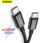 Baseus 100 W Quick Charge 4.0 USB C para cabo tipo C para telefone MacBook Pro