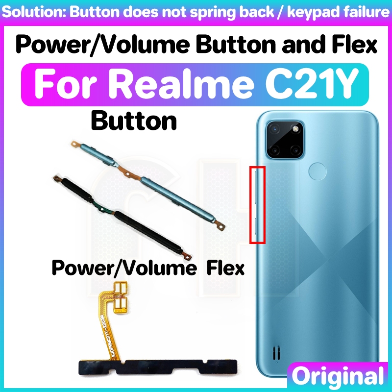 Botão De Volume De Energia Flexível Para Realme C21Y C21Y Y Interruptor Liga/Desliga Chave Mudo Controle Fita Cabo