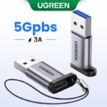 Adaptador USB UGREEN C 3.0 2.0 Macho Para 3.1 Tipo Fêmea QC3.0 Carregamento Rápido E 5Gbps Laptop Samsung Xiaomi 10