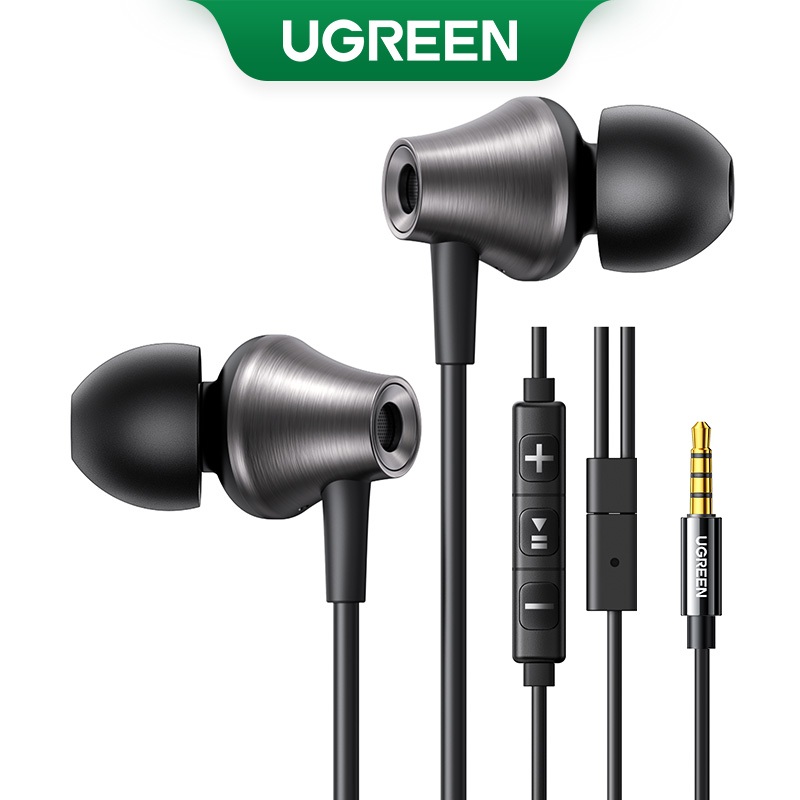 Fones De Ouvido UGREEN 3.5mm Com Fio Microfone Cancelamento De Ruído HiFi Stereo Para Samsung Xiaomi Huawei iPhone