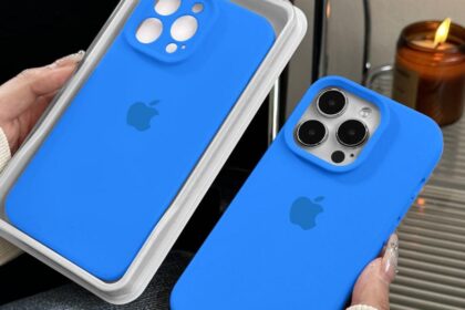 Mediterranean Blue Cor - Capa Oficial Silicone Líquido Para iPhone 15 16 Pro Max 11 12 13 14 Pro Max 16 15 Plus