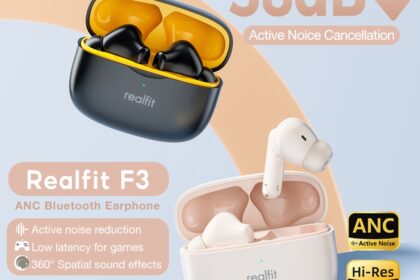 Fone De Ouvido Bluetooth Realfit F3-38dB Esportivo Com Cancelamento De Ruído 360 ° Som Espacial Bom Baixo
