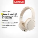 Lenovo TH30 Fone de ouvido sem fio para jogos com baixa latência e redução de ruído musical Toque inteligente
