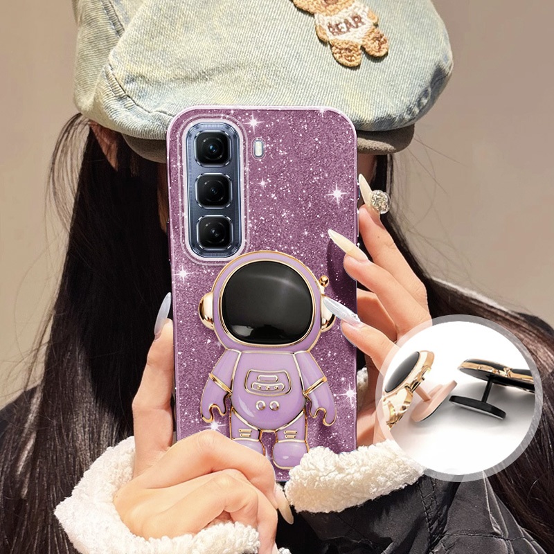 YBD 3D Astronauta Suporte Capa De Telefone Para infinix Hot 60i 60 Pro + 50 X6726 X6728 X6728B X6885 X6886 Espumante Gli