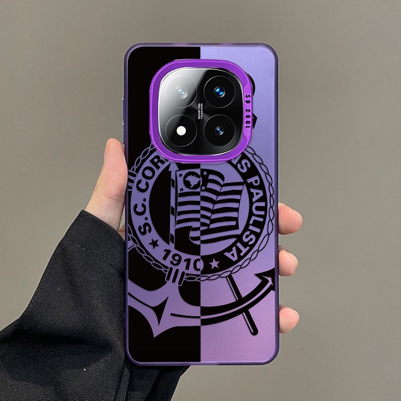 Redmi Note 14 Pro + 5G Note14 5G Corinthians Football Club Capa Fosca Prateada À Prova De Choque Em Cores Doces