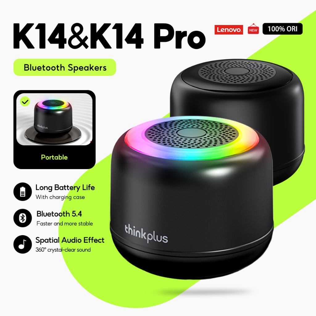 Lenovo Fones De Ouvido K14 Pro Novo Bluetooth 5.4 Alto-Falantes Surround Som Subwoofer Ultra Qualidade Portáteis Ao Ar L