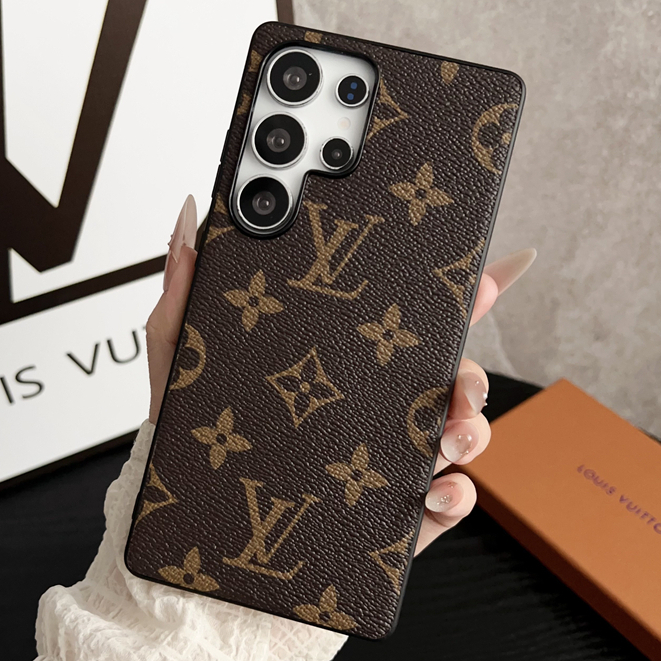 Moda Marca Rótulos Luxo Couro Silicone Capa Para Samsung Galaxy S23 S24 S25 Ultra S25/S24Plus Capô