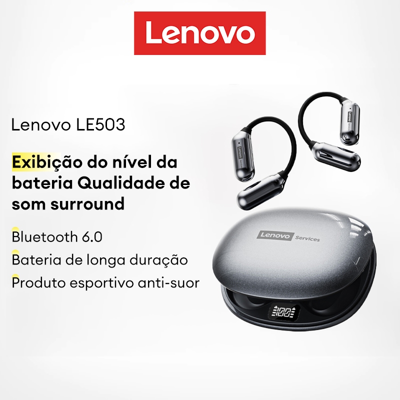 Lenovo LE503 Fones De Ouvido TWS Esportivos Sem Fio LED Display Digital HiFi Estéreo Com Redução De Ruído