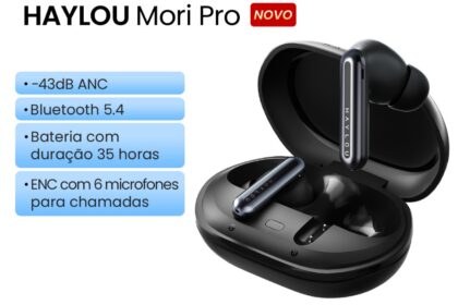 Haylou Mori Pro ANC 43db Fone De Ouvido IPX4 à prova d'água Com Controle De Toque 6 Microfones Bluetooth5.4