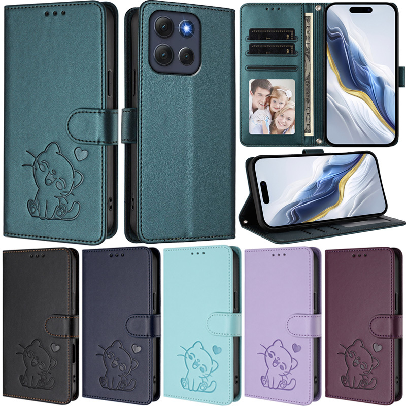 Capa De Luxo Para Motorola Moto G86 G56 G15 Edge 5G 2025 G Stylus 60 Pro Cat Carteira De Couro PU Macio Com Slot Cartão