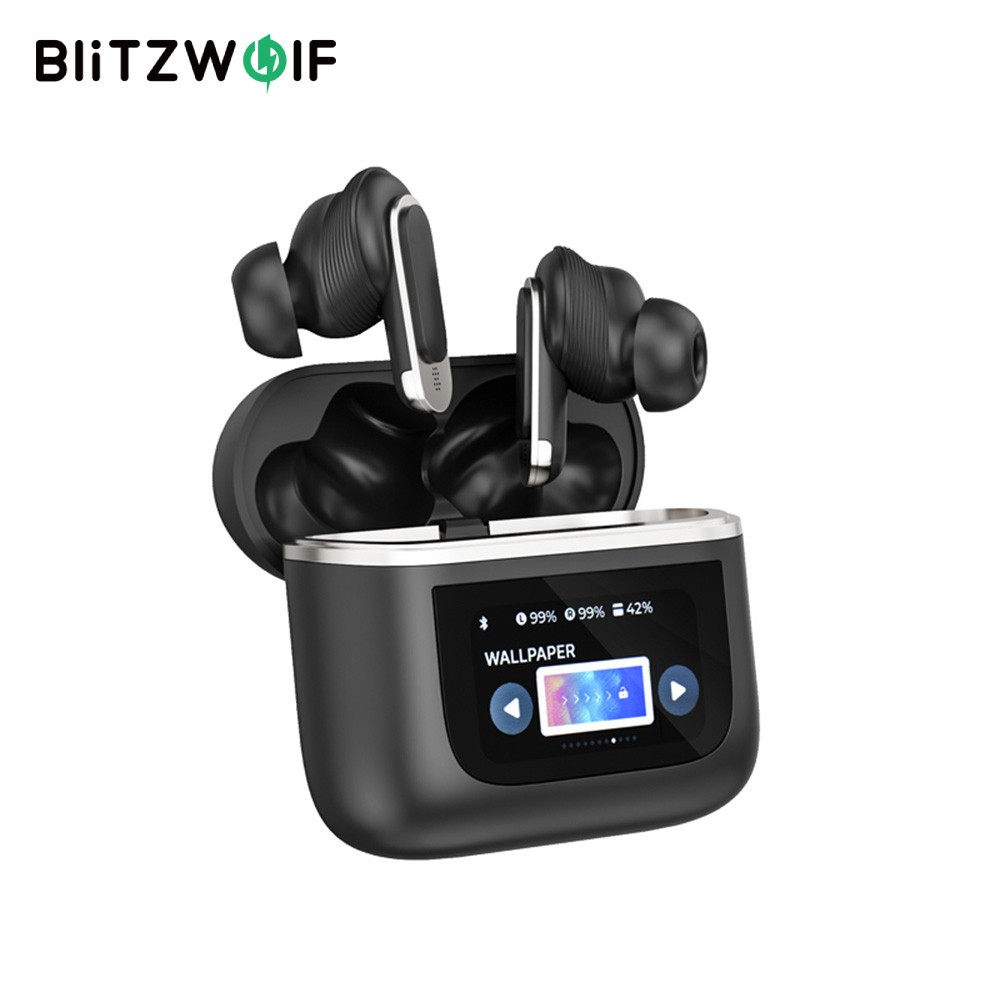 BlitzWolf® BW-FYE16 LED Screen TWS Earbuds bluetooth Earphone Colorful Touch Screen Active Noise Cancelling 32h Battery