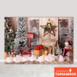 Fundo Fotográfico Natal Portas Rústicas Cenário Painel Em Tecido Sublimado