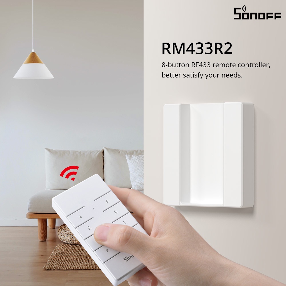 SONOFF RM433 R2 8 Chaves Multipurpose Personalizado 433 MHz RF Controlador Remoto Funciona Com/Slamher/4CH Pro/TX Série