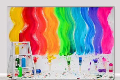Painel Fundo Fotográfico Infantil Cenário Tinta Pintura Em Tecido Sublimado para Foto