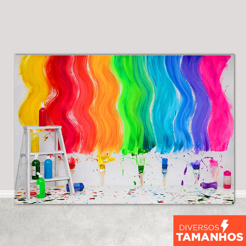 Painel Fundo Fotográfico Infantil Cenário Tinta Pintura Em Tecido Sublimado para Foto