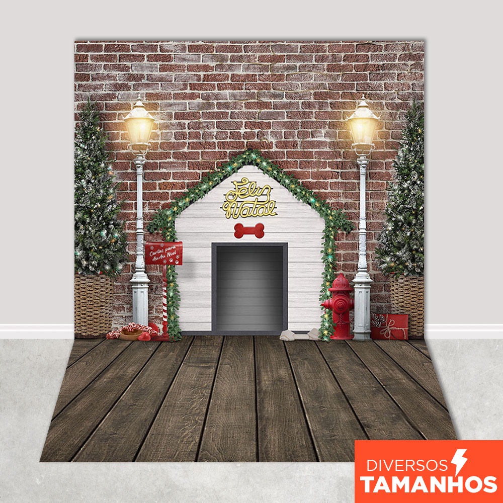 Fundo Fotográfico Pet Feliz Natal Pet Shop Em Tecido 1,20x1,70m - PET-90