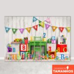 Fundo Fotográfico Escolar Volta às Aulas Cenário Alfabeto Painel Em Tecido Sublimado - FFC-678