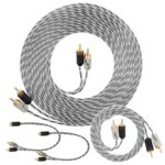 Kit 1 Cabo RCA 5m Taramps Injetado Stereo + 1 Metro RCA + 2 Cabos Y 1F2M Módulo p/ Carro