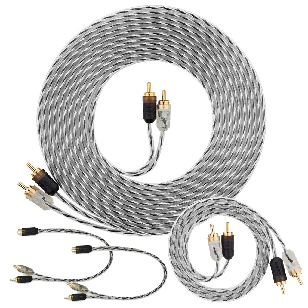 Kit 1 Cabo RCA 5m Taramps Injetado Stereo + 1 Metro RCA + 2 Cabos Y 1F2M Módulo p/ Carro