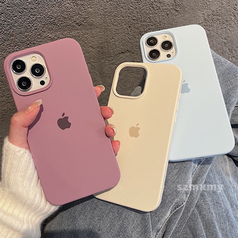 Novo Céu Azul Líquido Silicone Caso IPhone 16 15 14 12 13 11 Pro Max X XS XR Macio À Prova De Choque Embalagem 8 14Plus